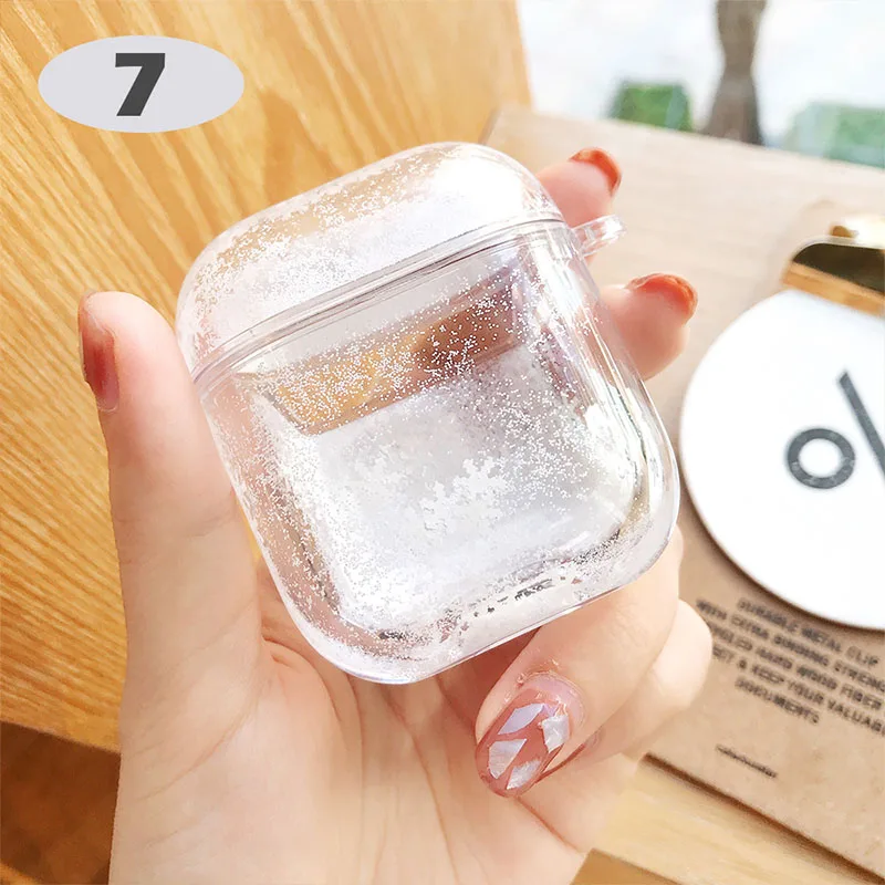 7 Жидкий зыбучий песок блеск ударопрочный чехол для Airpods 2 1 беспроводной чехол для наушников прозрачный защитный чехол для наушников - Цвет: 7