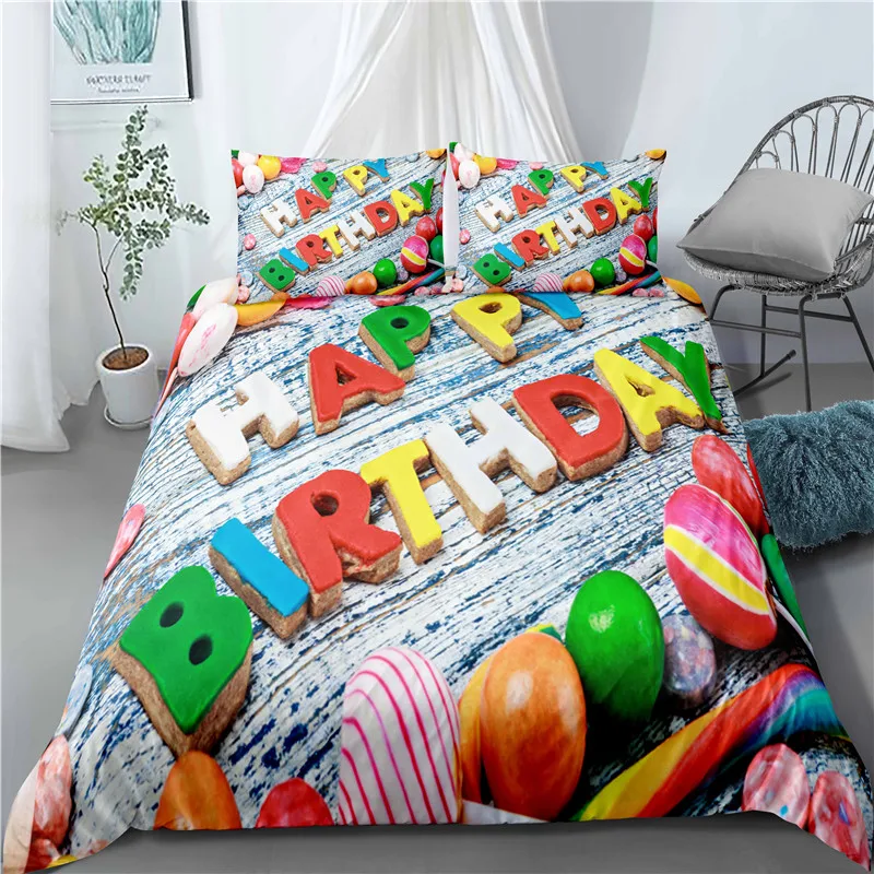 С Днем Рождения тема торт свеча комплект постельного белья Декор для спальни Doona