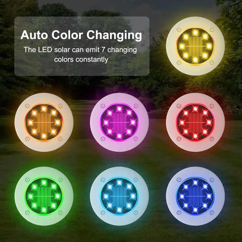 4 шт красочные преобразования RGB Солнечный из нержавеющей стали 8LED наземный