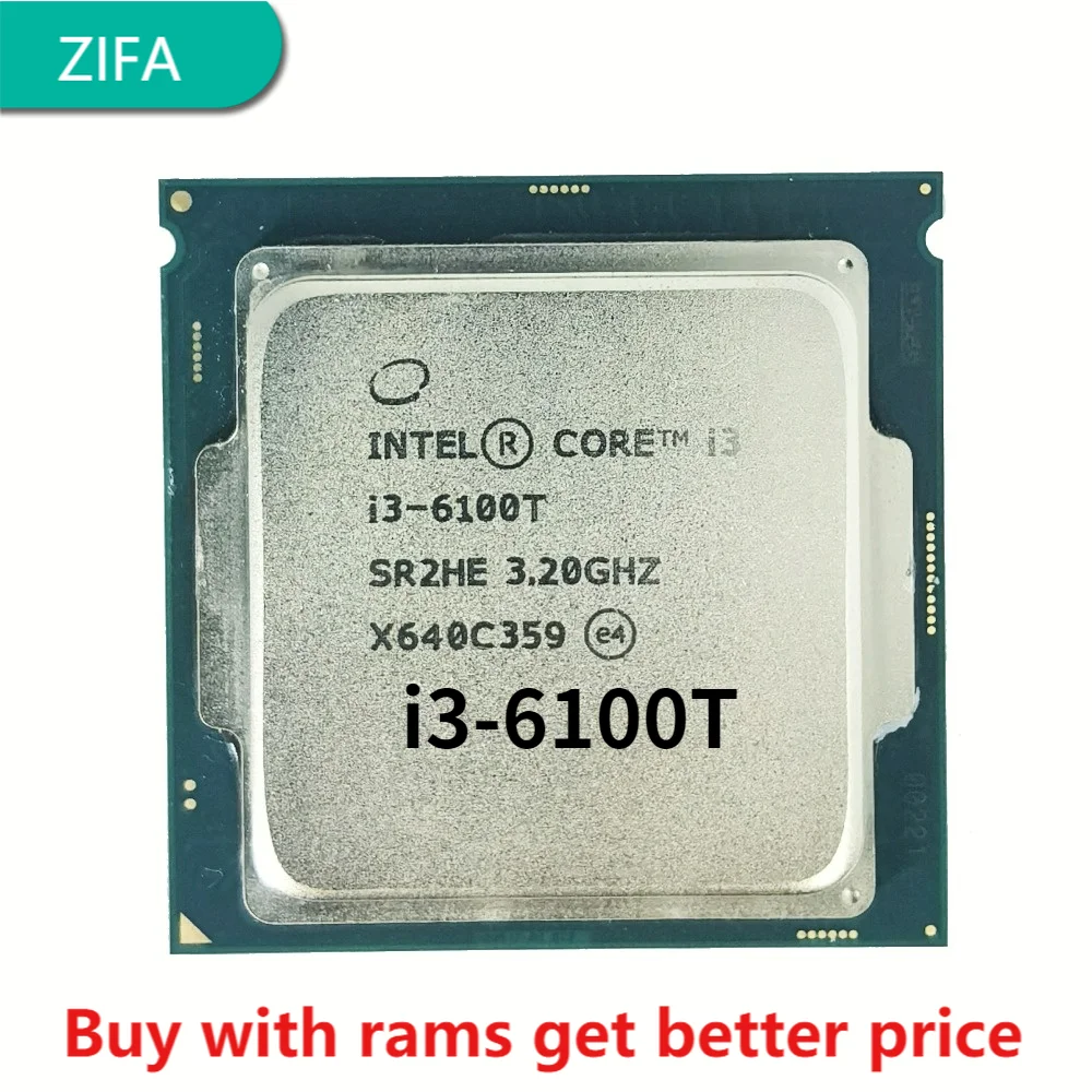 i3 6100T 3.2GHz 3M 2 Core 4 Thread 35w LGA1151 Processor desktop ddr3 ram memory