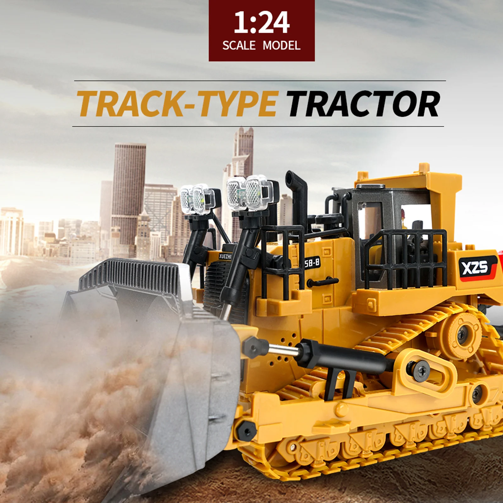 

2.4G 1:24 Rc Truck Bulldozer Remote Control Car Forklift Tractor Excavator Alloy Bucket 9 Channel Engineering Vehicle Toys Boys