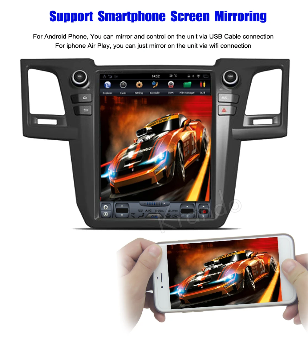 Автомобильный мультимедийный плеер Krando на платформе Android 9 0 с вертикальным