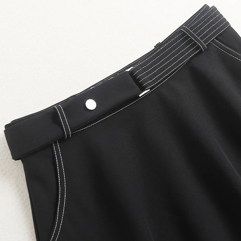 

Shuchan Women Office Lady Suit Polka Dot Shirt with Long Sleeve+ Skirts To Mid-Calf Single Breasted Zipper Fly