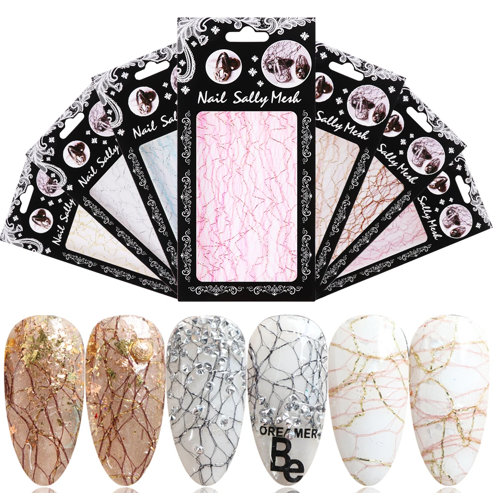 Новинка 3D Бронзовый дизайн сетчатая наклейка для ногтей золотая Серебряная