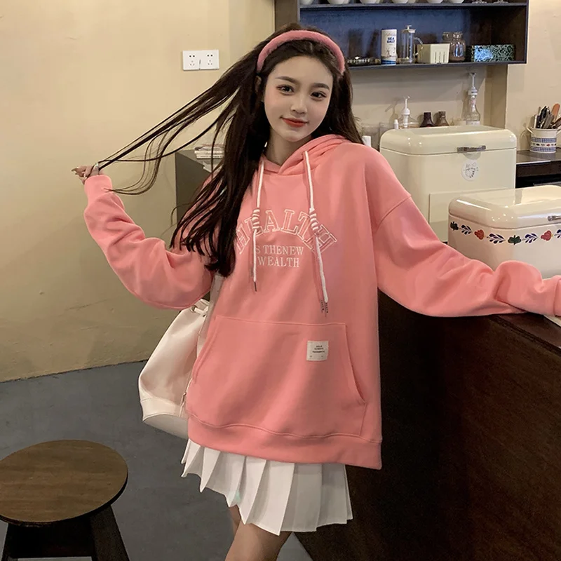 Женские толстовки на весну и осень тонкие корейские свободные новые модели 2021
