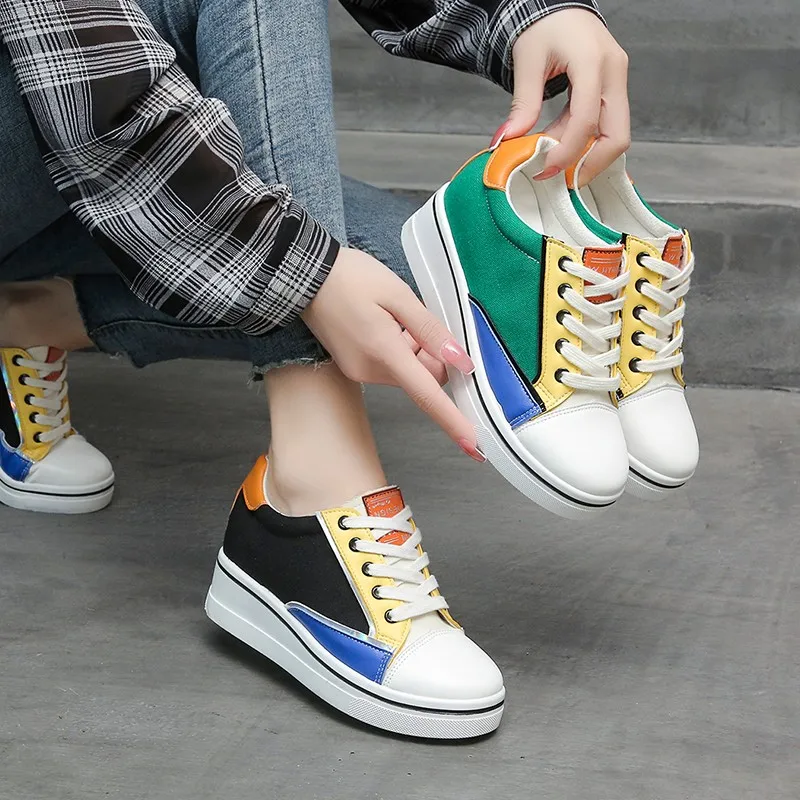 

Spring and autumn thick-soled canvas retro lace-up ladies casual sports shoes outdoor breathable casual women's shoes