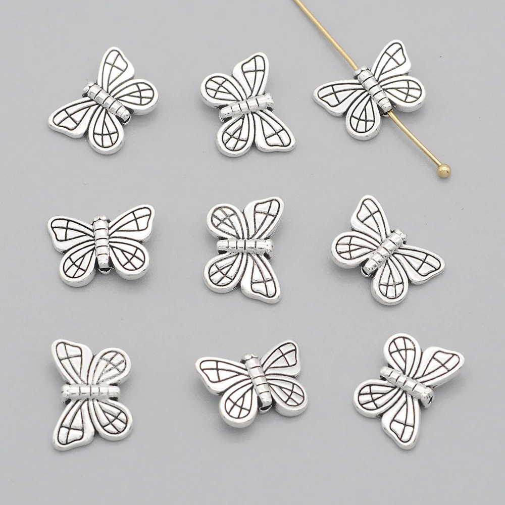 

15pcs/lot Animal DIY Jewelry Finding Connector Antique Silver Spacer Beads Wholesale Heart Flower Factory Price Geometric Charms