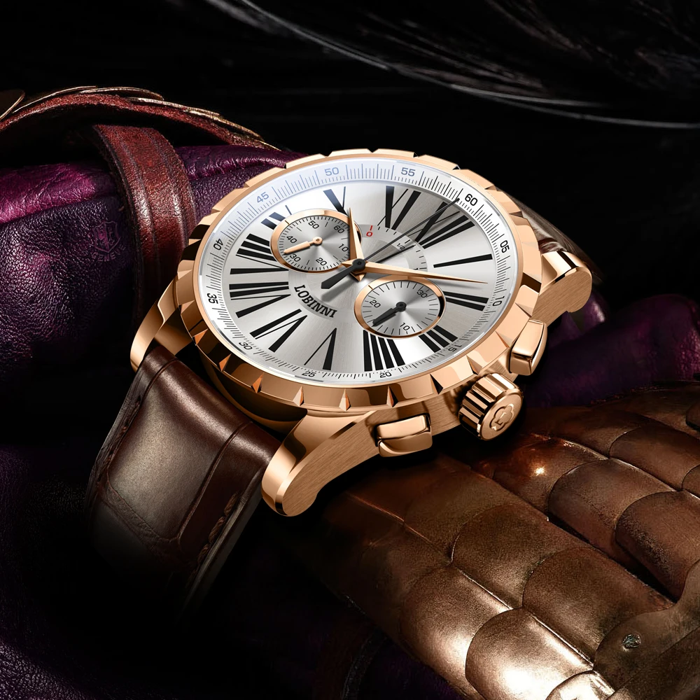 LOBINNI Мужские механические часы Seagull SelfWind роскошные швейцарские брендовые