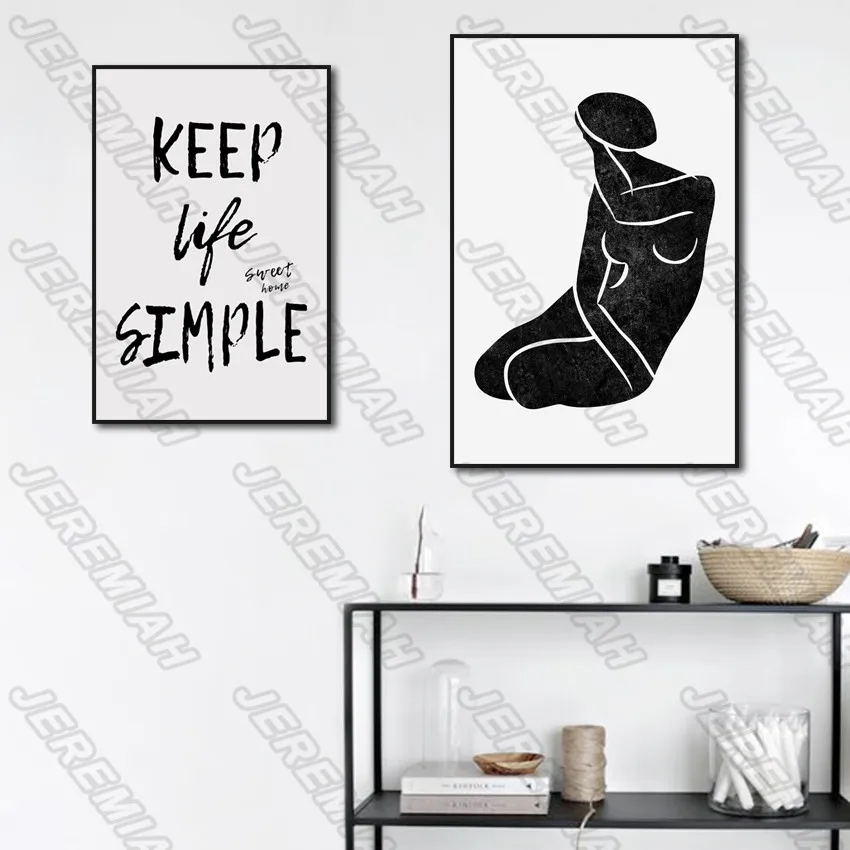 

Naked Stone Carvings with Letter Posters Nordic Style Wall Art Canvas Modern Living Room Decoration