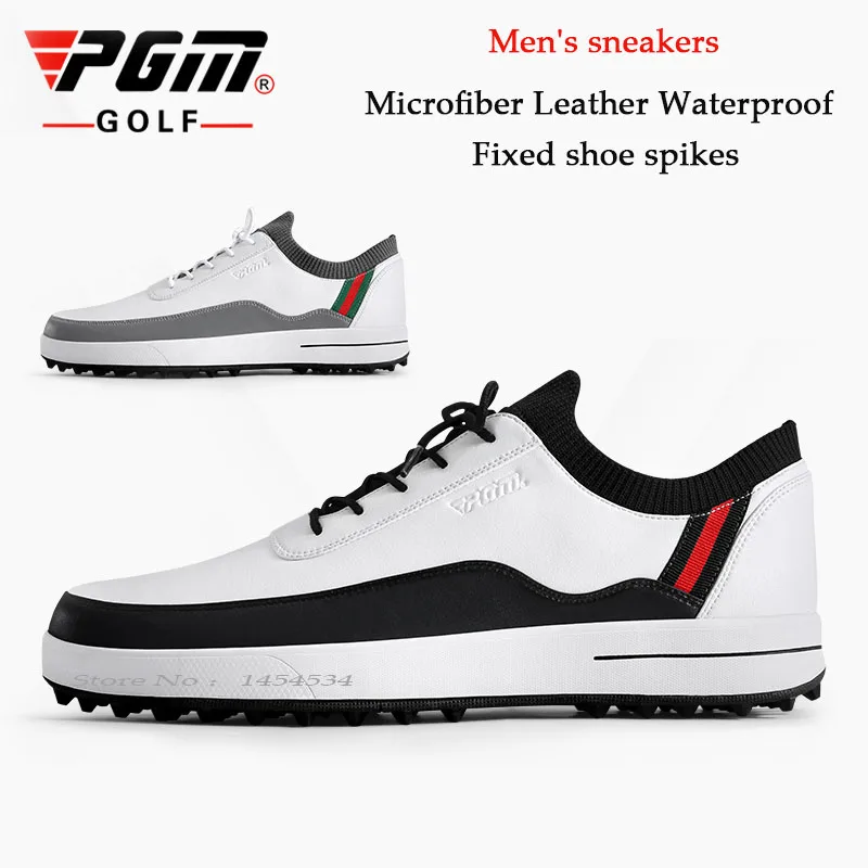 New PGM Golf Sneakers Men Waterproof Shoes Microfiber Mesh Lining Breathable Sports Shoes Non-slip Fixing Nails For Male Outdoor