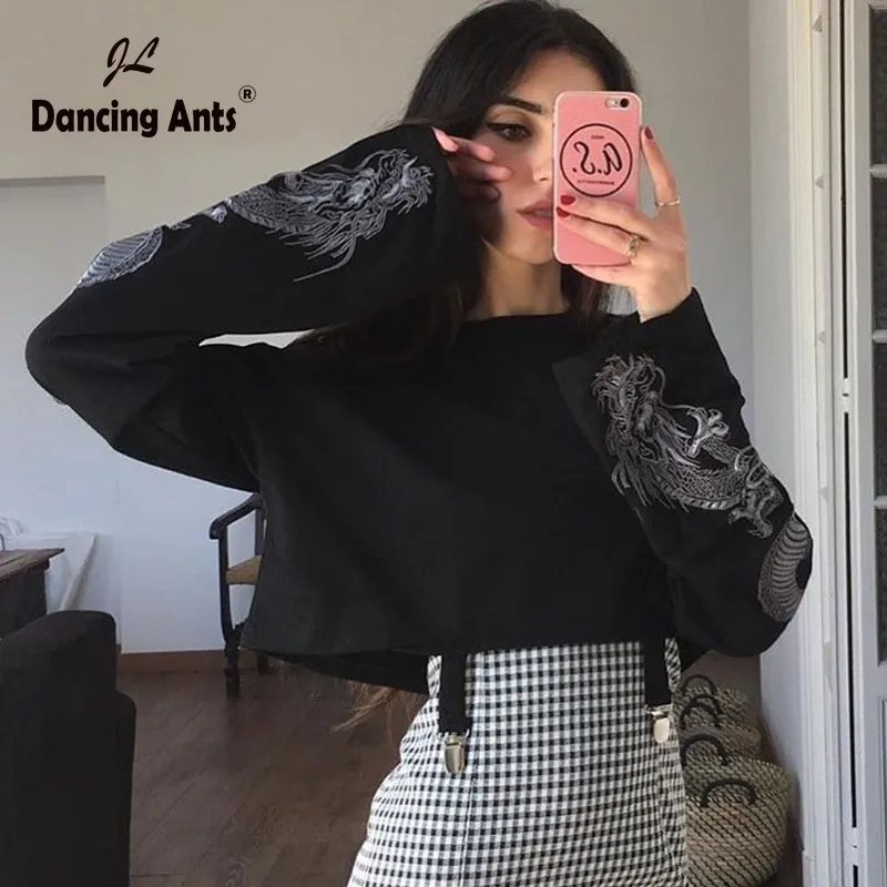 Женская толстовка с капюшоном длинным рукавом и принтом дракона | одежда