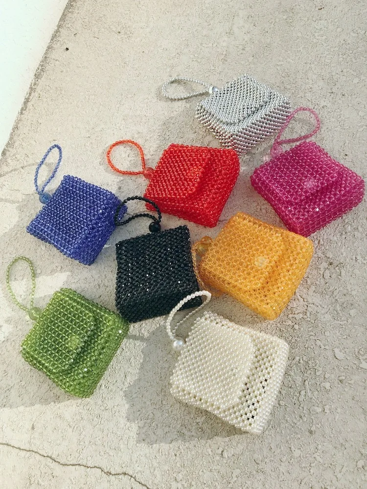 Женская сумка мессенджер в стиле ретро ярких цветов прозрачная плетеная ручной