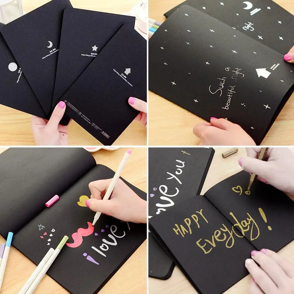 

Black Paper Notepad Sketch Doodle Notebook Black Rectangle Diary Doodle Sketch DIY Book notebook Creative Creative Book Dia S0M1