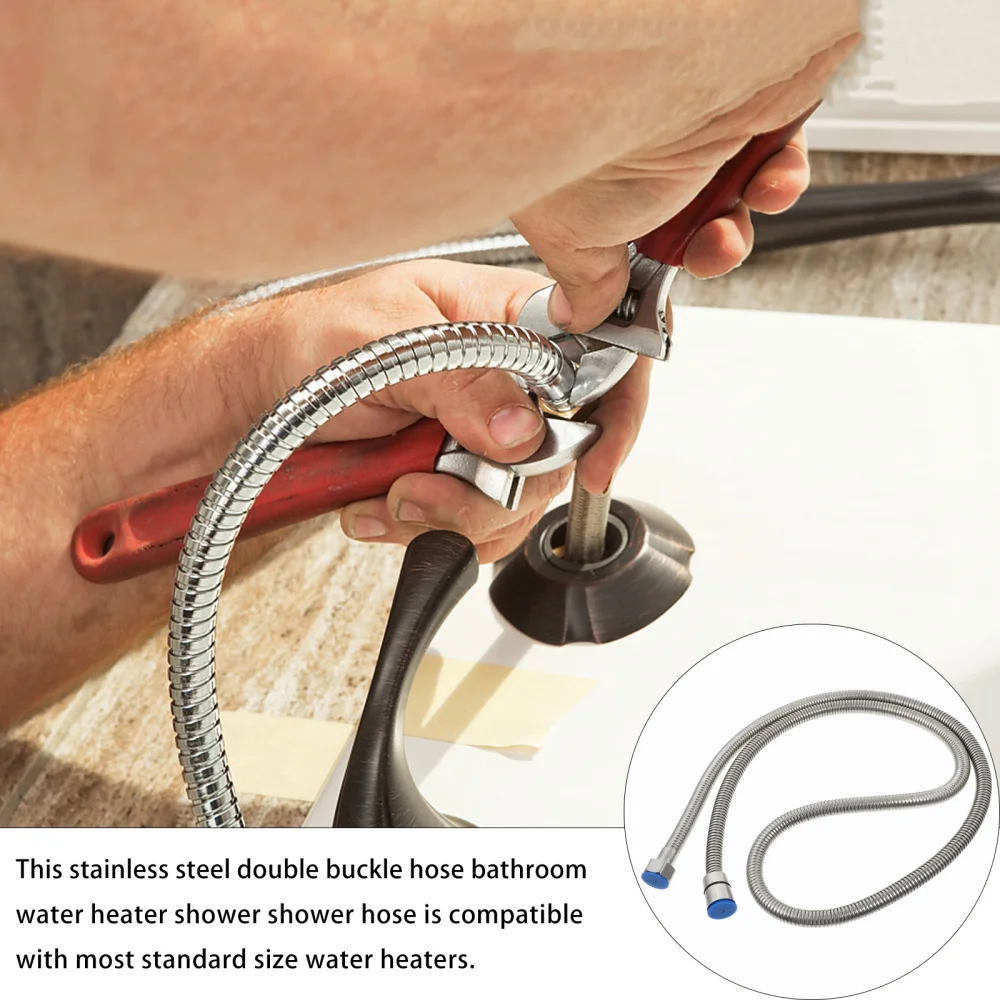 

1Pc Stainless Steel Hose Water Heater Hose 4 Points Water Inlet Hose (Silver)