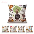 Наволочка хлопковая льняная для детской комнаты, с изображением лесных животных, лесных оленей, енота, лисы