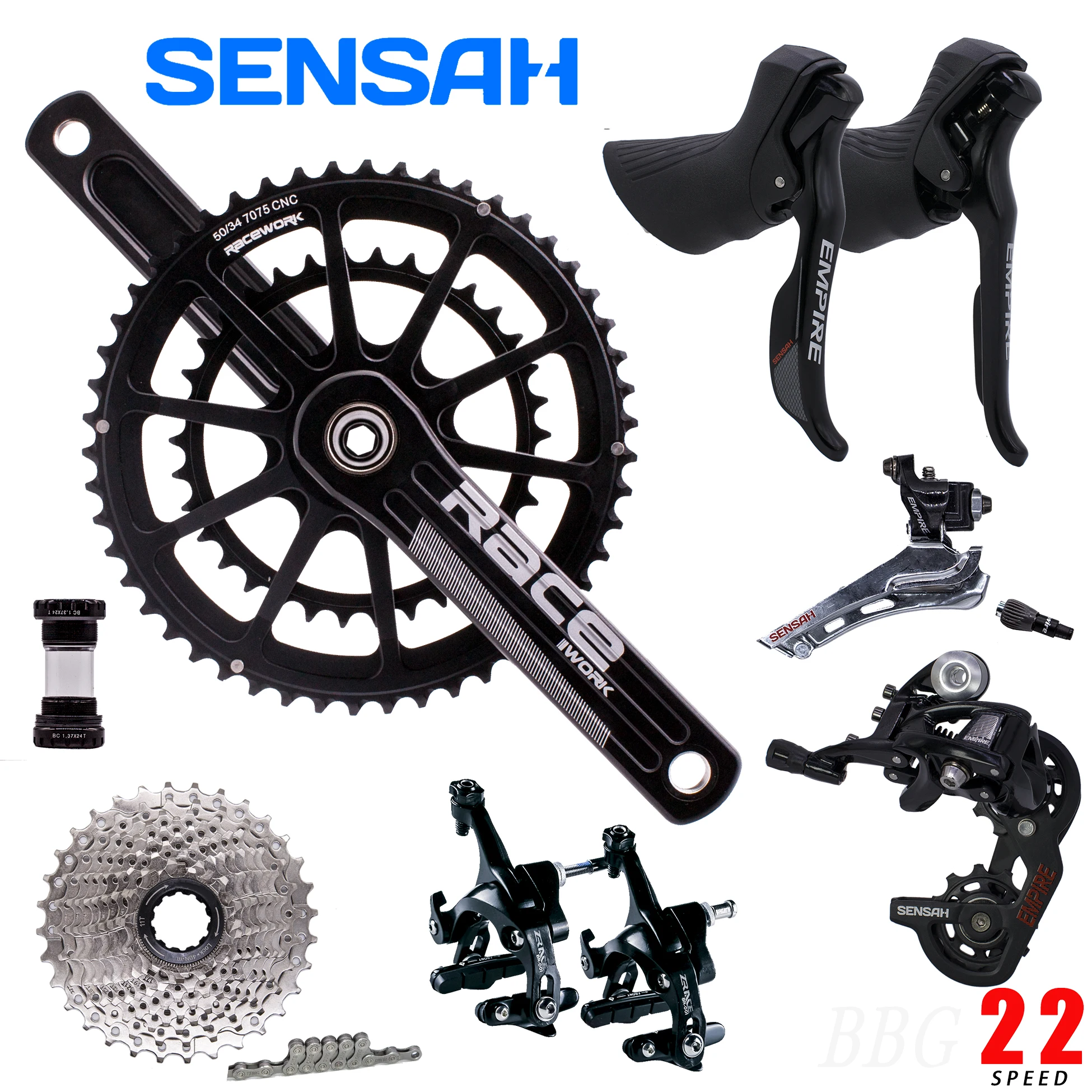 

SENSAH EMPIRE 2x11 Speed 22s Road Groupset Sti Kit RACEWORK Crank Cassette Chain Shifter Derailleur Rim Brake UT 105 R7000 R8000