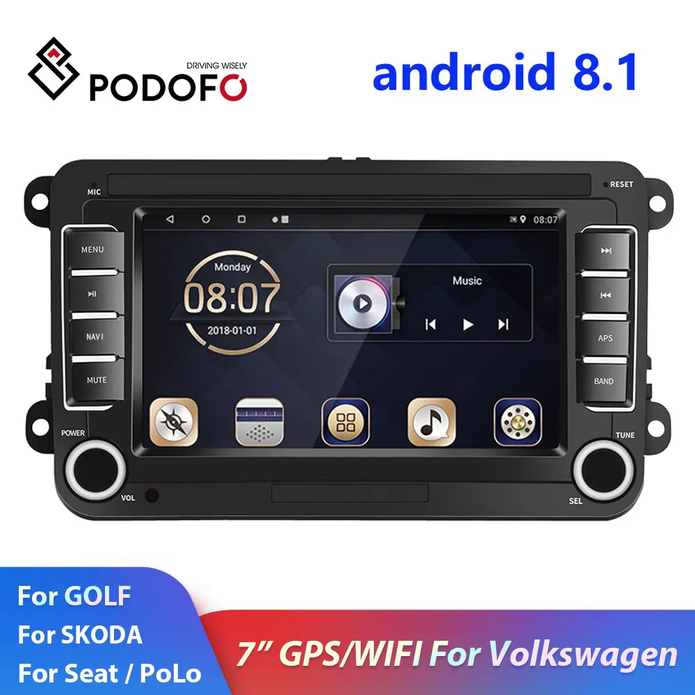 Podofo 2din Android автомобильный Радио для Volkswagen 7 &quotGPS Wifi FM Авторадио 2DIN мультимедийный