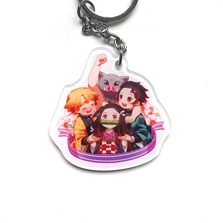 Серебристый Demon Slayer: Kimetsu no Yaiba акриловый брелок для ключей аниме Kamado Tanjirou - Цвет: Серебристый