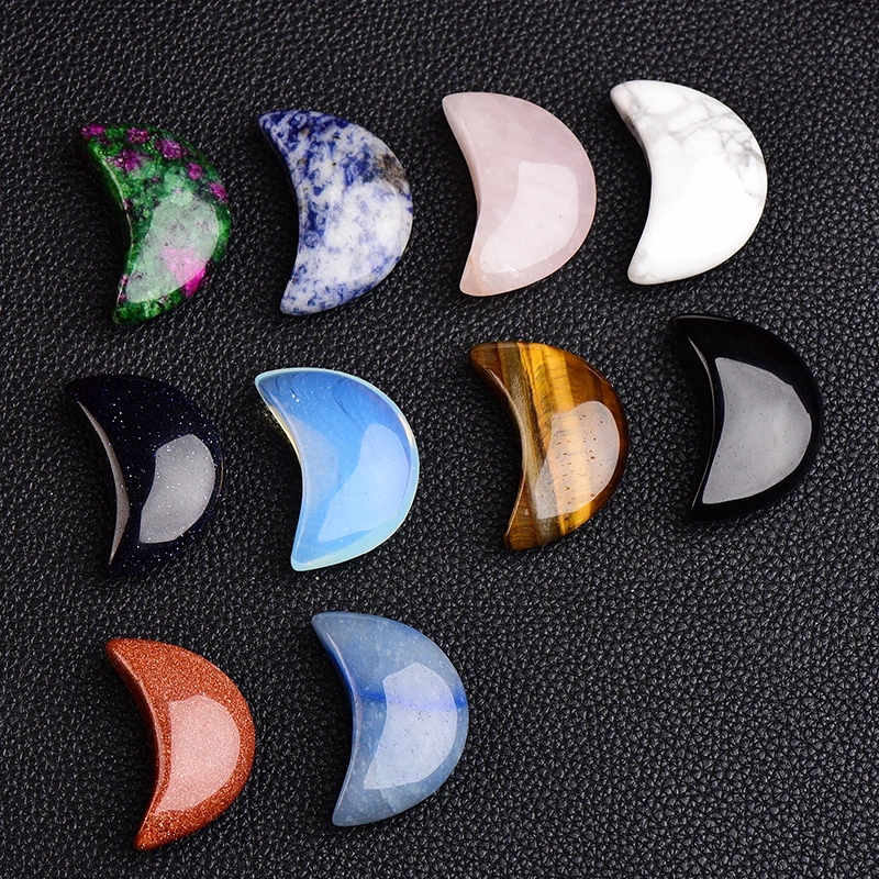 

1PC Natural Crystal Stone Moon Shaped Colorfull Mascot Meditation Healing health Polished Gift Use Collection and Home decor