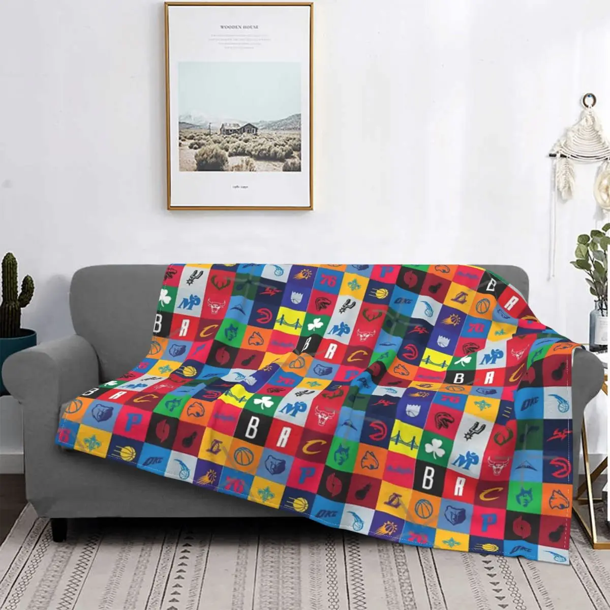 

Simple Retro Basketball Logos Blanket Bedspread Bed Plaid Sofa Bed Towel Beach Double Blanket Receiving Blankets