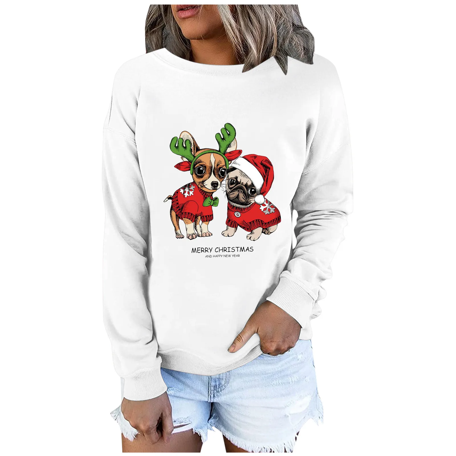 

Blouse Women's Chirstmas Pullover Long-sleeved Casual Sweatshirt Print Women's Blouse