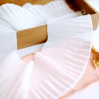 new all match organ pleated white chiffon lace fabric diy clothing dress shirt cuff collar sewing skirt home textile decoration