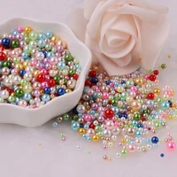 multi size 1 5 8mm no hole pearls multicolors round acrylic abs imitation pearl beads for diy craft scrapbook nail decoration