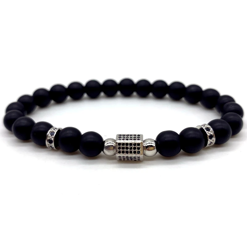 2020 винтажные технические классические мужские браслеты 8 мм с черными матовыми