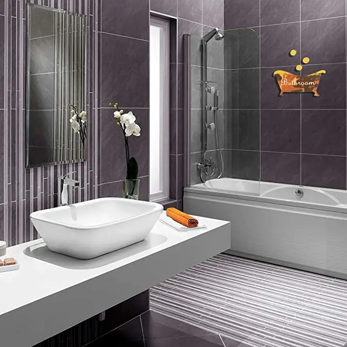 3D зеркала стены Стикеры Ванная комната двери вход для входа в обои настенные