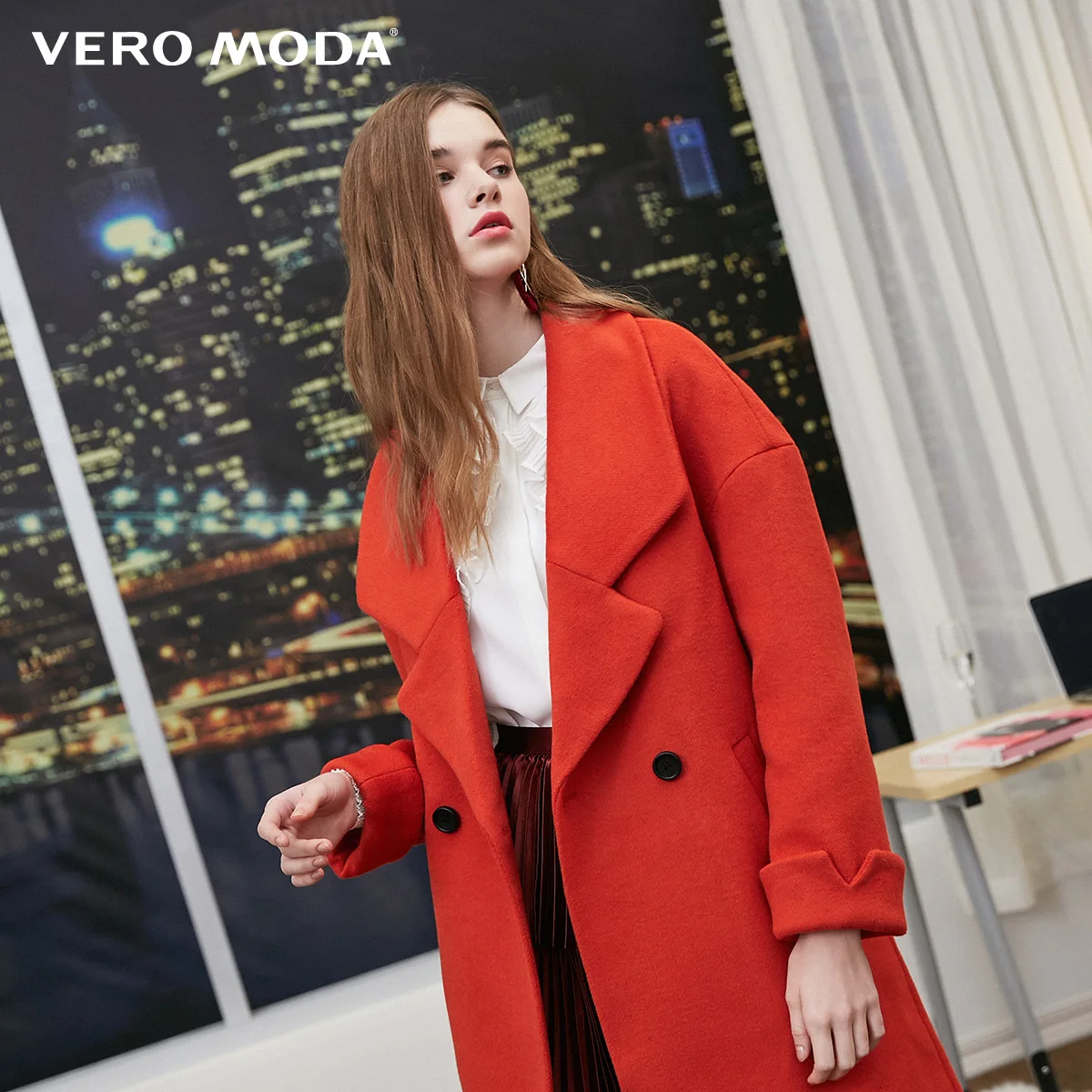 Tasty orange s Vero Moda женское двубортное пальто с лацканами | 318327529 - Цвет: Tasty orange s