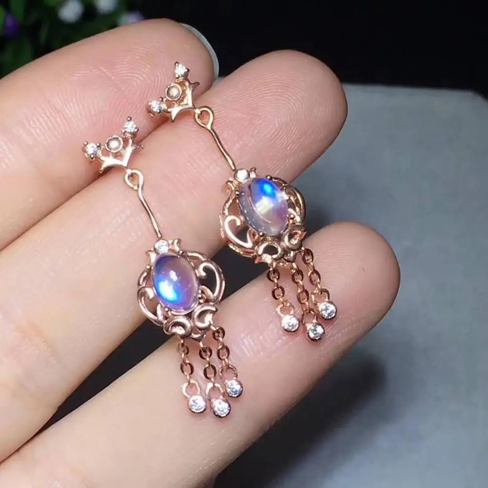 

Самый лучший подарок для ваших любимых жена стихийных бедствий и настоящие серьги из лунного камня модные MoonstoneEarring 925 серебряная серьга