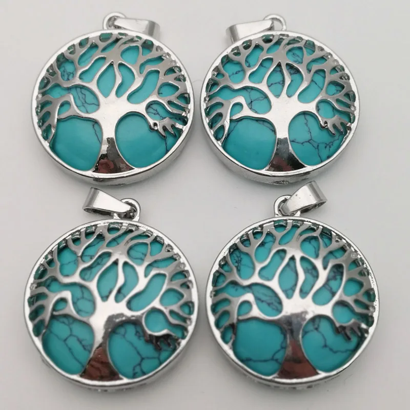 

Fashion calaite stone Tree of Life 12/24pcs Stone Pendant charms for Jewelry making Necklace accessories wholesale