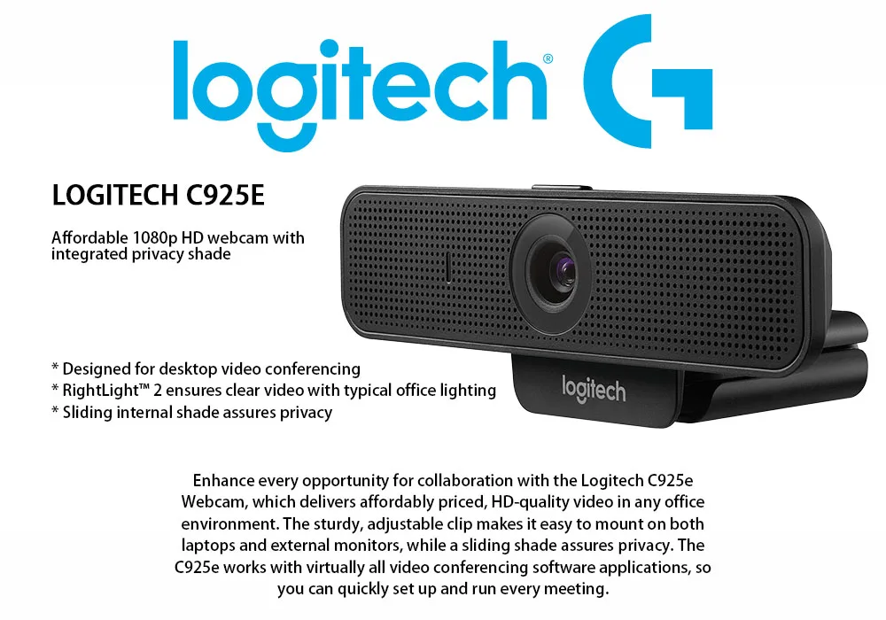 logitech webcam C925E webcam 1080p full HD with internal webcam cover usb web camera for pc cam