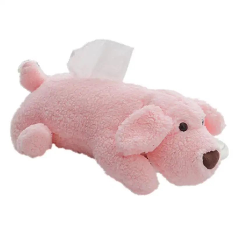 

42cm Plush Pet Dog Napkin Paper Holder Stuffed Animal Doll Tissue Box Birthday Christmas Gift New Year Home Room Car Decorations