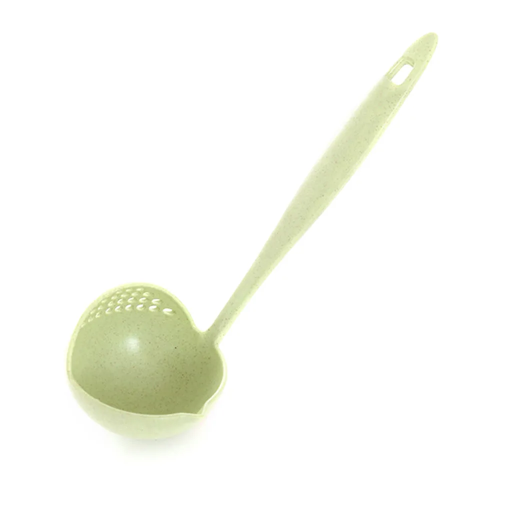 

Hot Selling 2 in 1 Long Handle Soup Spoon Home Strainer Cooking Colander Kitchen Scoop Plastic Ladle Tableware
