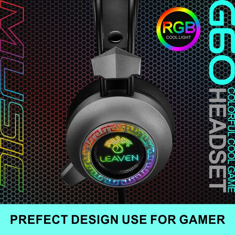 

RGB Rainbow Gaming Headphone Wth Microphone Stereo 7.1 Hifi Surround Sound Music Internet Cafe Wired Cartoon Headset
