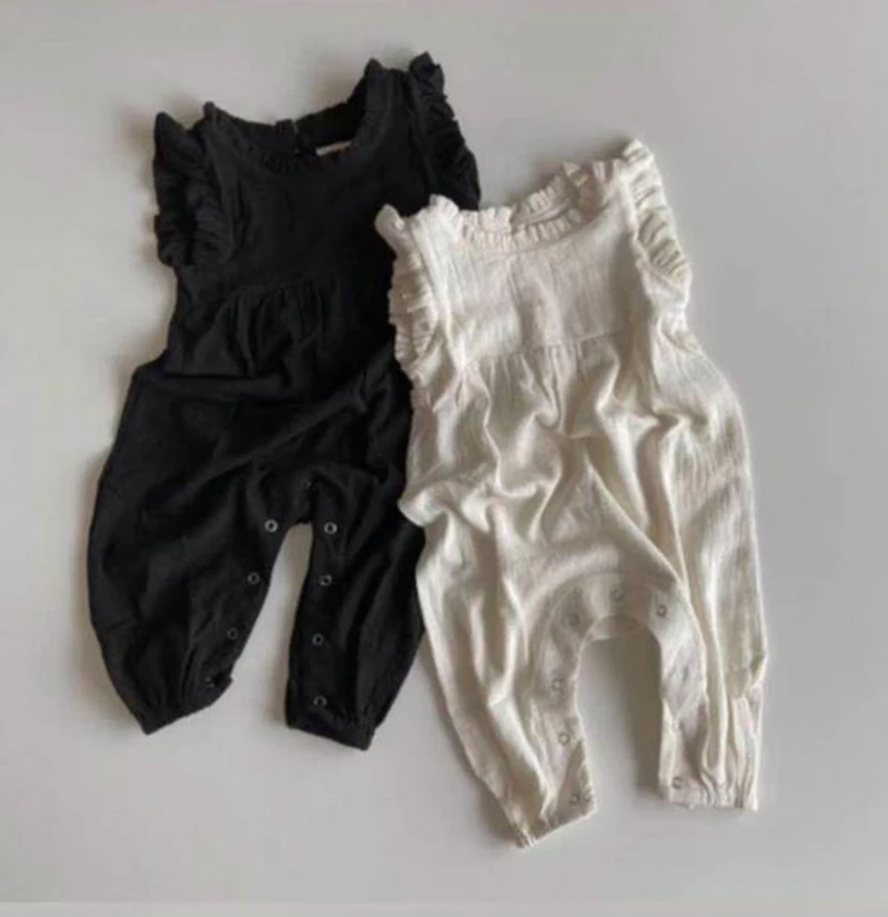 

Baby Boys Girls Rompers 2021 Spring Summer Toddler Girls Ruffles Overalls Korean Style Kids Overalls Sweet
