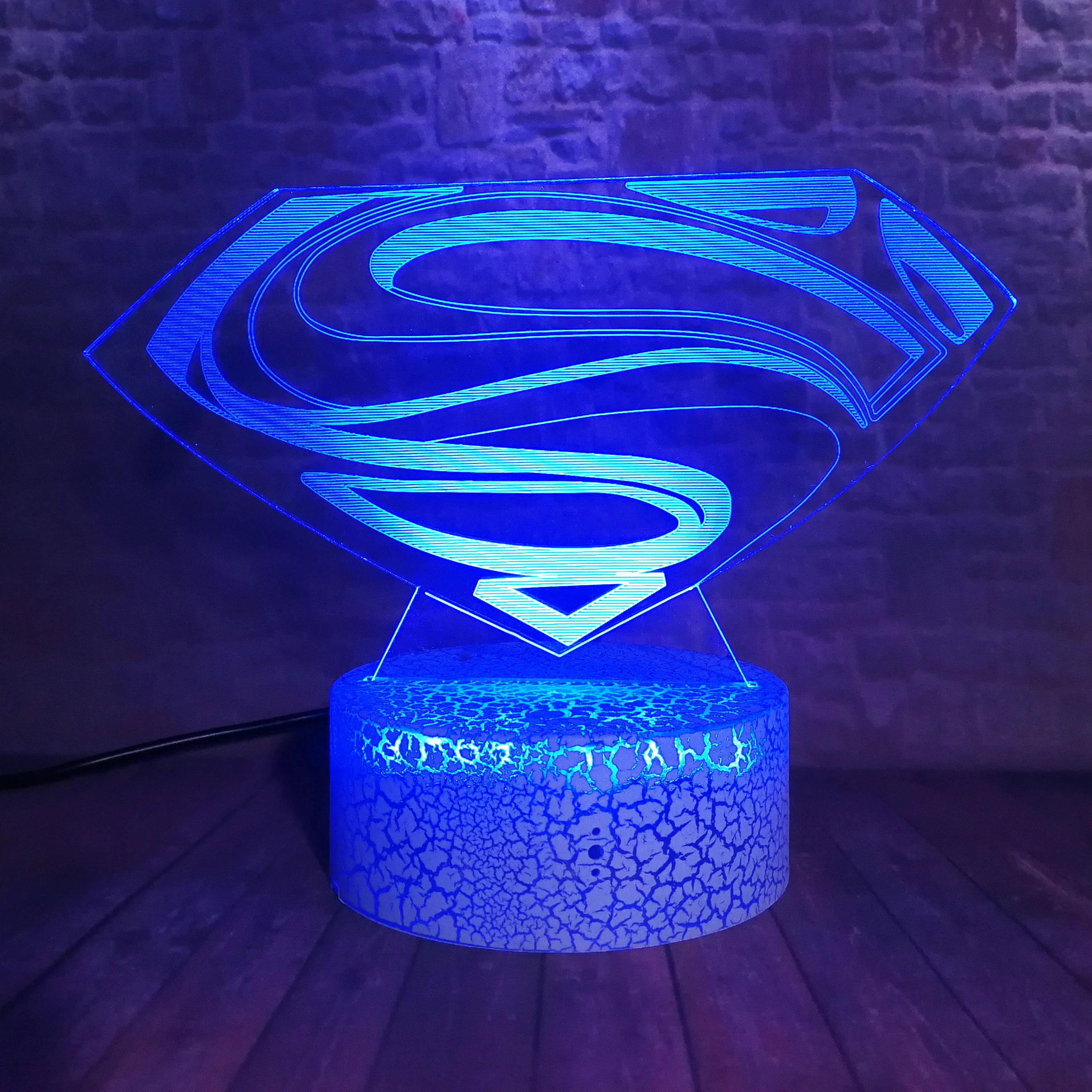 Amroe Marvel DC Супермен Легенда герой символ логотипа 3D умный светодиодный ночник RGB