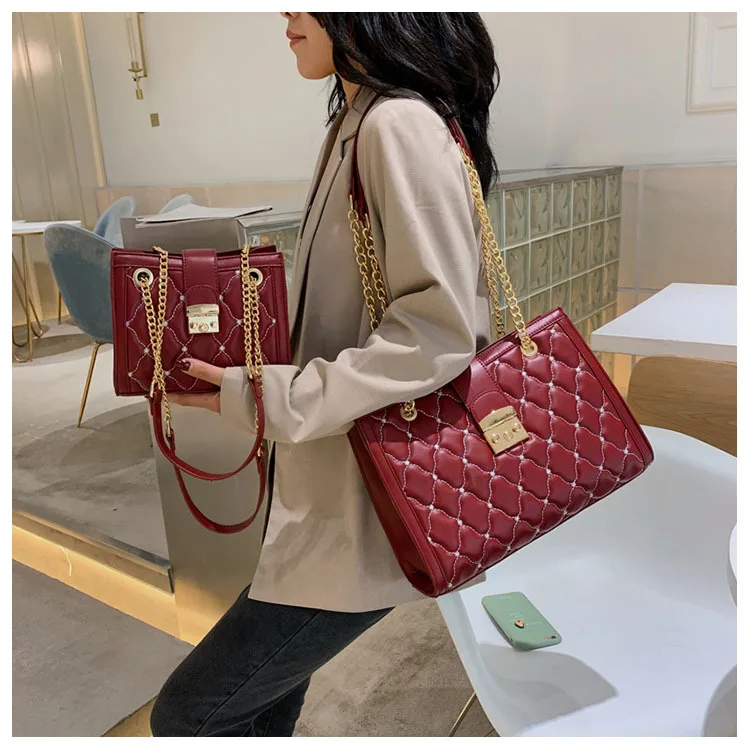 

Vintage Crossbody Female Tote Bag 2020 New Quality pu Leather Women's Designer Handbag Lock Chain Shoulder Messenger Bags
