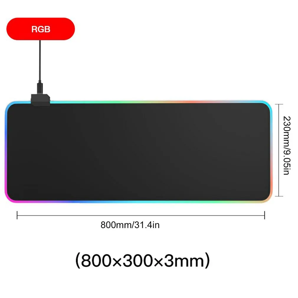 

Smooth And Comfortable RGB Crack Seven Color Luminous Game Mouse Pad 4mm Thick Anti-skid Rubber Design