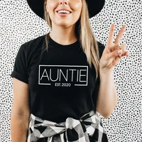 auntie est 2020 t shirt for women funny aunt vibes shirt short sleeve new letter printed tee p fashion girl shirts tops l