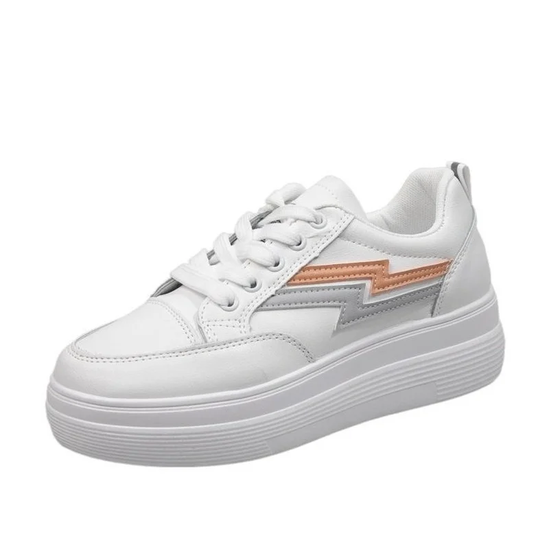 

PU Leather Women's White Casual Woman Vulcanize Sneakers Breathable Sport Walking Running New 2021 Autumn Platform Flats Shoes
