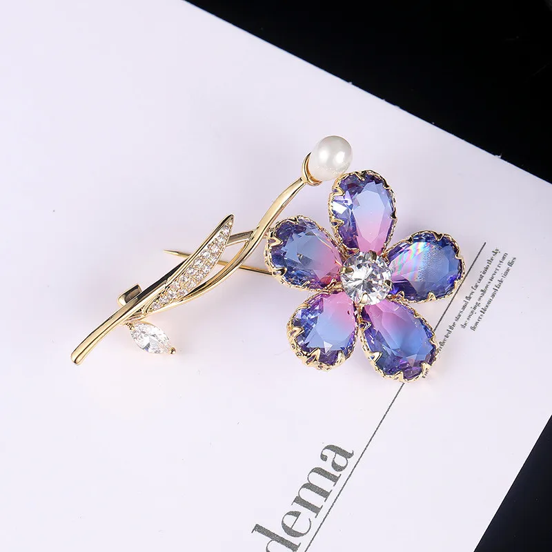 Элегантные Красочные турмалиновые Броши для женщин Романтический цветок