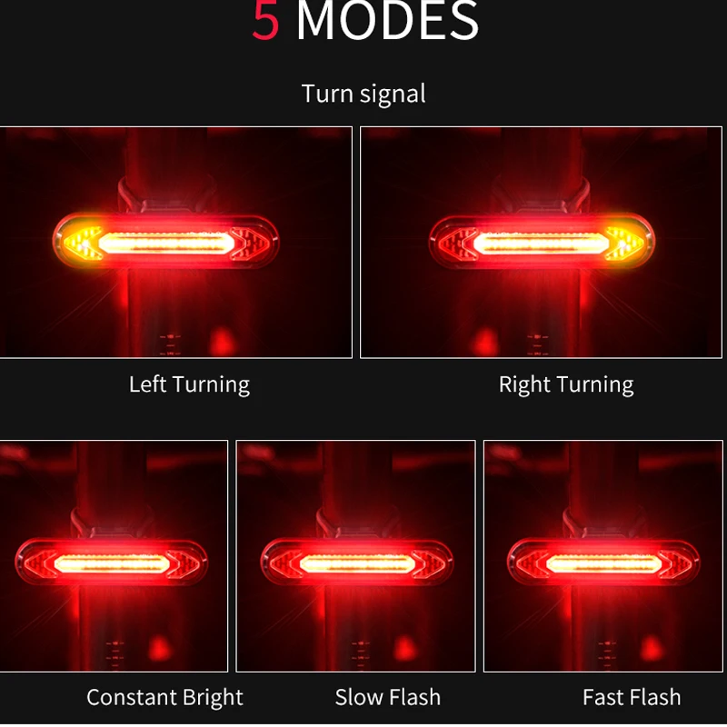 

Remote Control Bike Taillight USB Rechargeable Bicycle Tail Rear Light Turn Signal Braking Warning Wireless LED Cycling Lantern