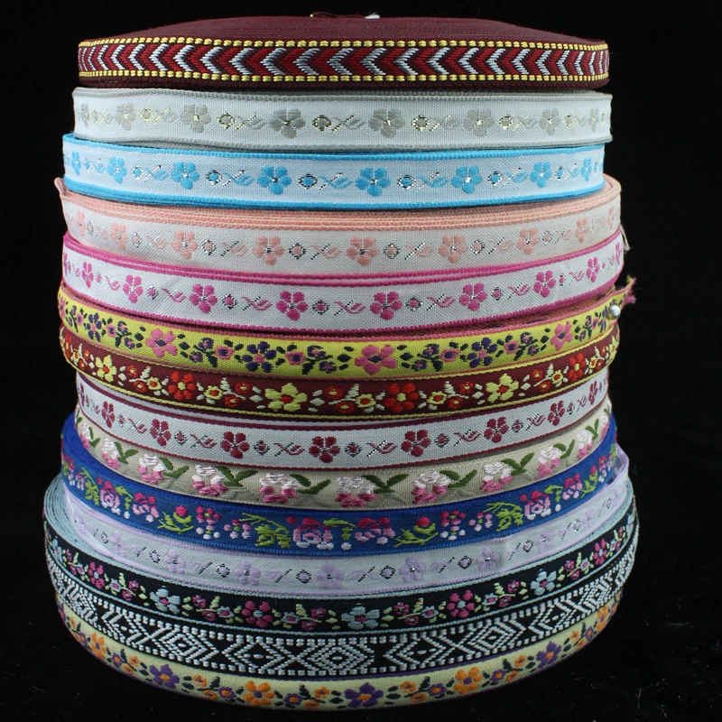 10 ярдов мм широкая кружевная ткань цветная Цветочная вышитая отделка лента