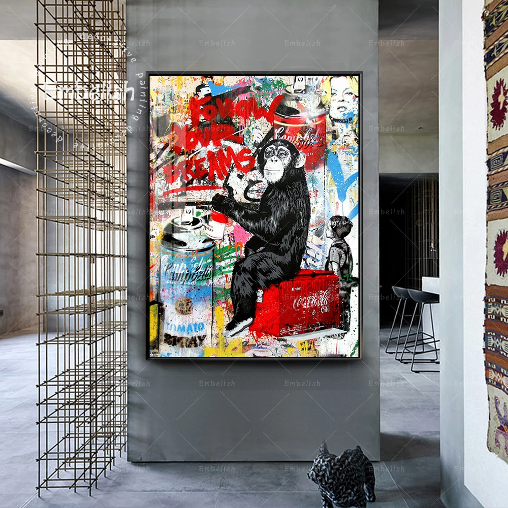 

Embelish 1 Pieces Follow Your Dream Graffiti Street Artwork For Living Room Home Decor Wall Pictures HD Canvas Oil Paintings