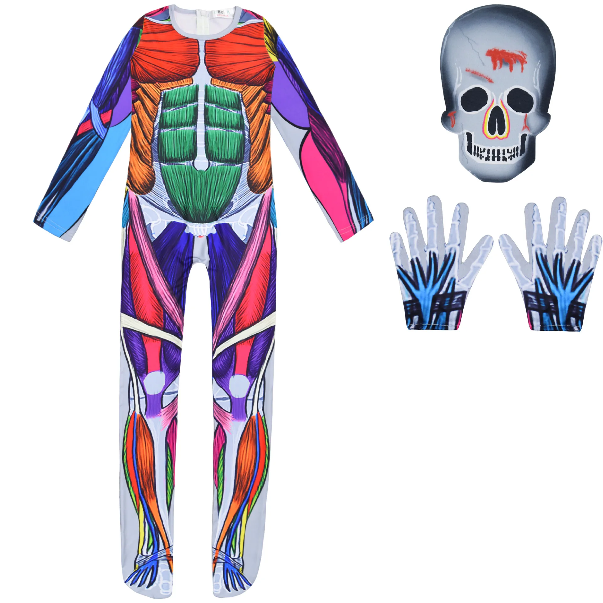 

Halloween Ghost Skeleton Costume Adult kids Skull Skeleton suit clothing Cosplay Holiday Party Adult Children