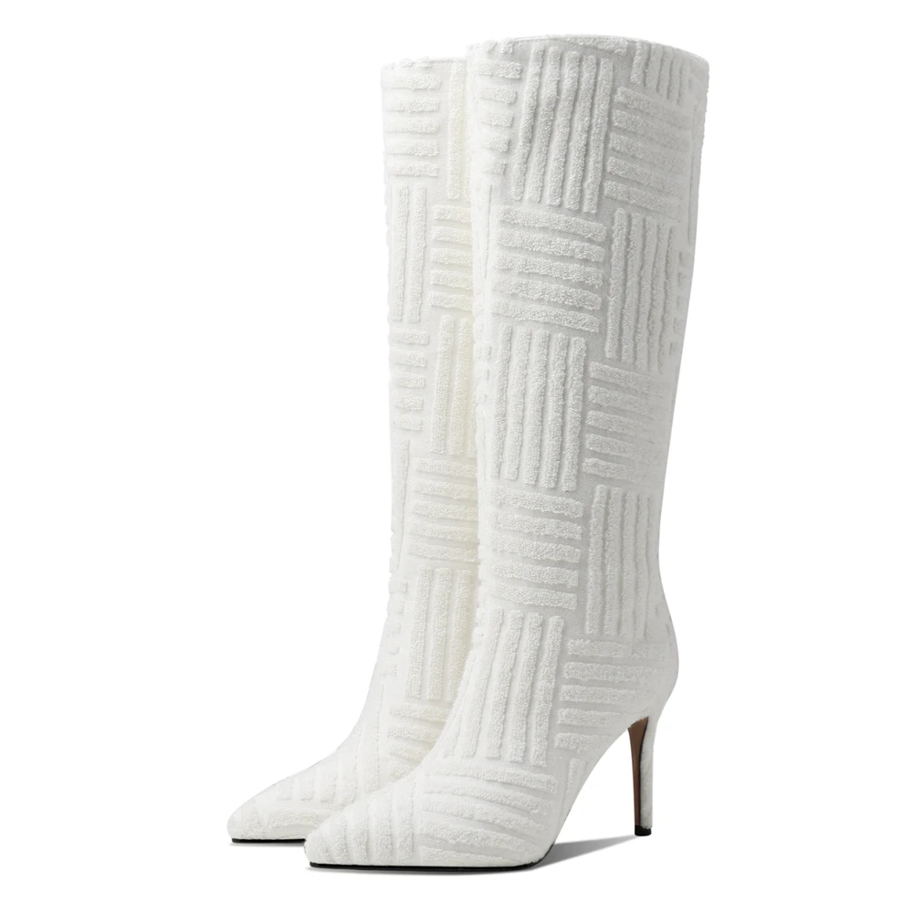 Новые модные женские весенне-осенние ботинки сапоги до колена на высоком каблуке