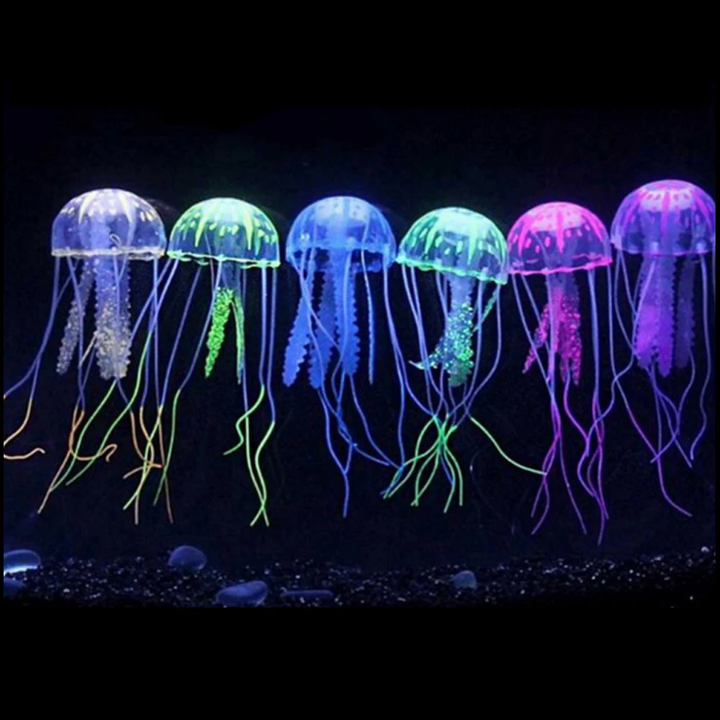

Artificial Jellyfish Ornaments Realistic Silicone Luminous Jellyfish Fish Tank Decoration Underwater Home Decoration