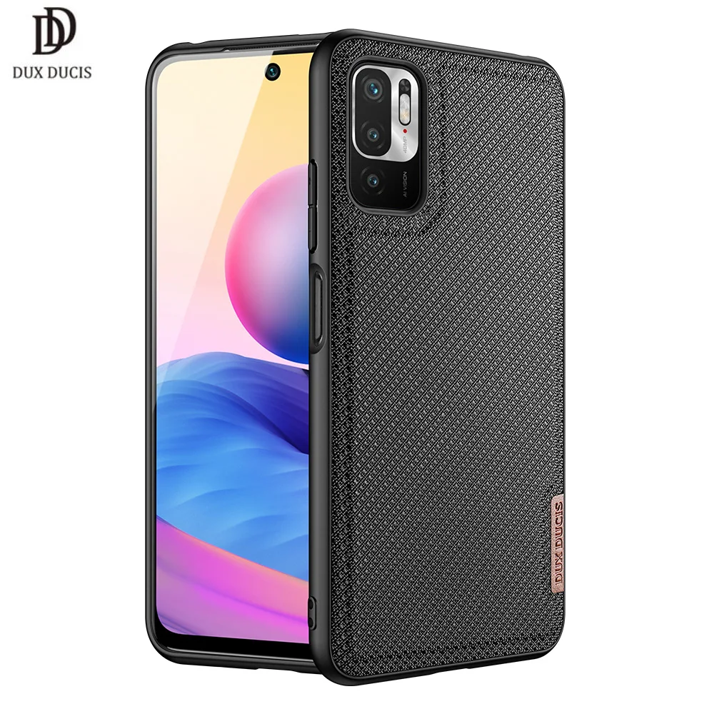 

For XIAOMI Redmi Note 10 Note 10S DUX DUCIS Fino Series Woven Fabric Back Case Protecting Case Support Wireless Charging Supper